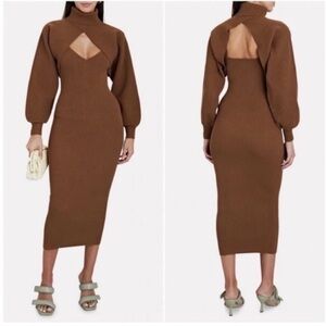 Ronny Kobo Lalu Knit Midi Sweater Dress Set Brown